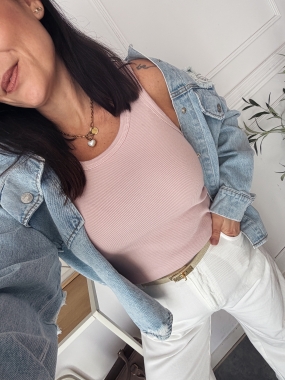 Bokserka prążkowana Pudrowa 