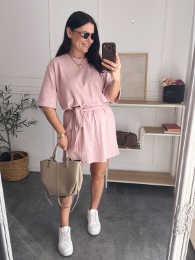 Sukienka Dresowa Karen Pudrowa