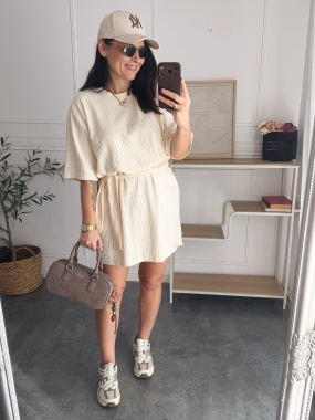 Sukienka Dresowa Karen Kość Słoniowa