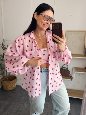 Koszula Lou Różowa w Kwiatuszki 