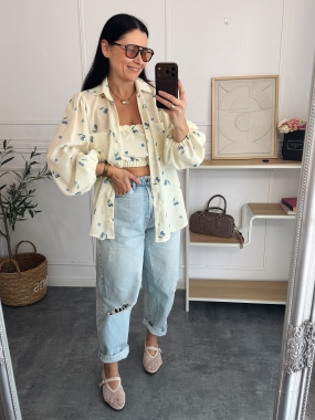 Koszula Lou kremowa w jagódki 