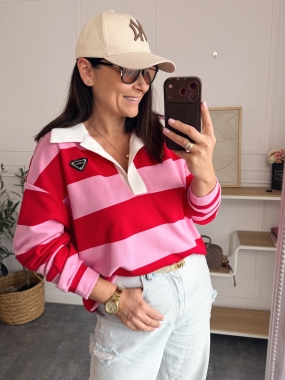 Bluza La Milla Pasy Różowo-Czerwone 