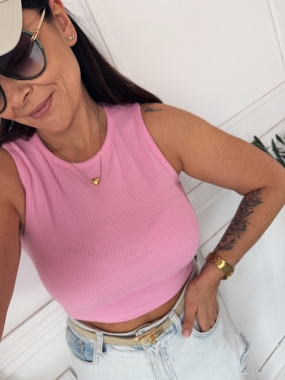 Top prążkowany Slay Pink