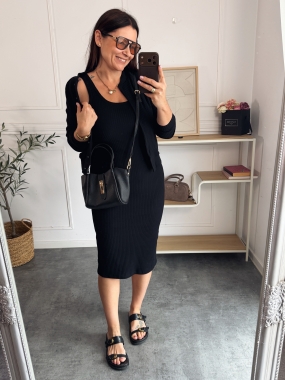 Komplet Dresowy prążkowany Agnes Black 