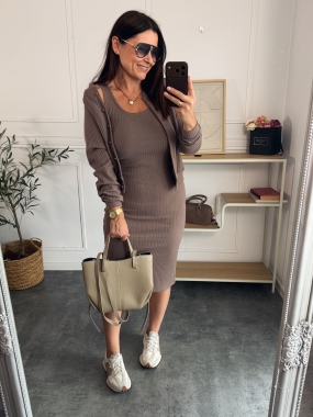 Komplet Dresowy prążkowany Agnes Mocca