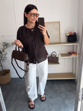 Koszula Lniana Evi Czekolada 