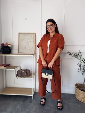 Komplet Lniany Siro Cegła