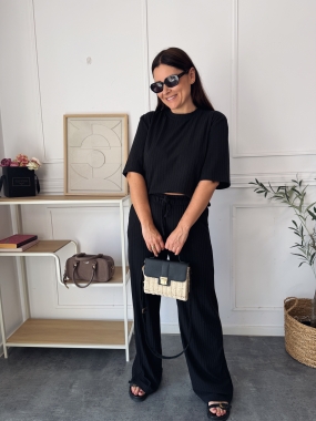 Komplet Travel Prążek Black