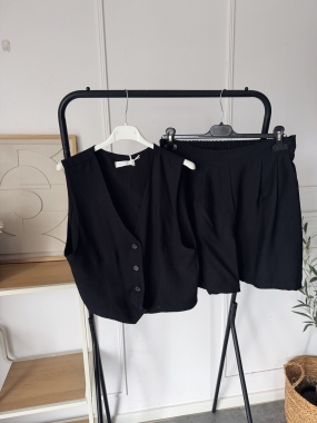 Komplet  z Kamizelką Black S/M
