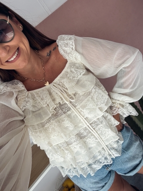 Bluzka Sorella Boho Śmietanka 
